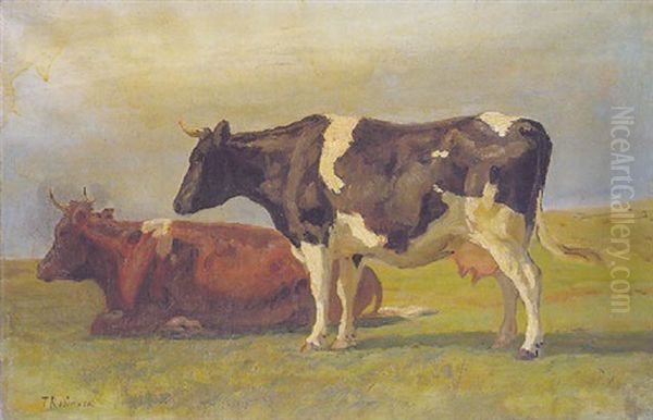 Cows Oil Painting by Thomas Harris Robinson