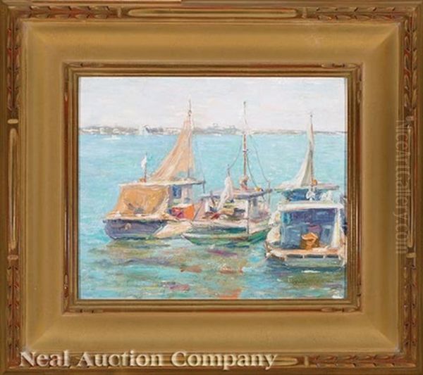 Sailboats, Biloxi - Miss Oil Painting by William S. Robinson