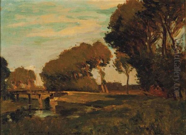 Autumn Landscape With Stream Oil Painting by William S. Robinson