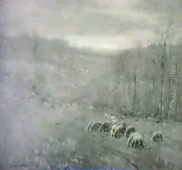 Sheep Meadow, Autumn Oil Painting by William S. Robinson