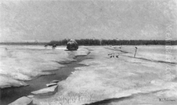 Winter Marshes Oil Painting by William T. Robinson