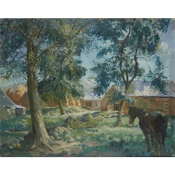 A Farmyard Landscape With Horse by William Robson