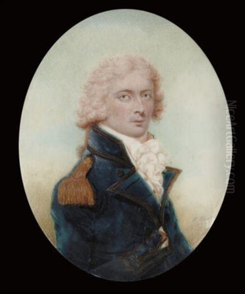 A Naval Officer, In Blue Coat With Gold Lace And Epaulette Oil Painting by Sampson Towgood Roch