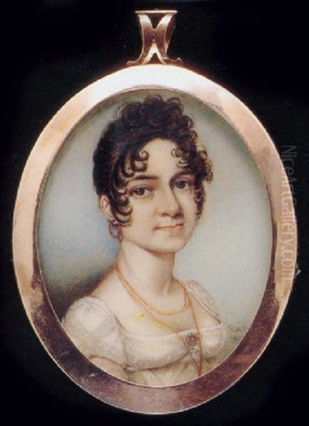 Lady Charlotte Louisa Tymens Beatte, In White Decollete Dress With Transparent Sleeves Oil Painting by Sampson Towgood Roch