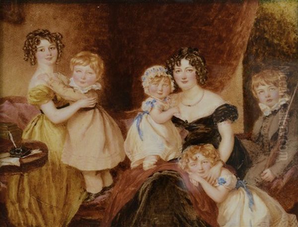 Ritratto Di Famiglia Oil Painting by Francois Theodore Rochard