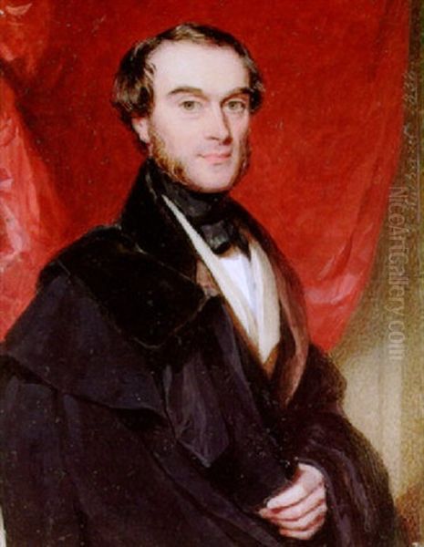 William Hopetoun, Eighth Earl Of Northesk Before A Red Curtain Oil Painting by Francois Theodore Rochard