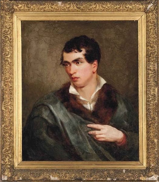 Portrait Of A Gentleman, Half-length, In A Fur Lined Wrap Oil Painting by Simon Jacques Rochard