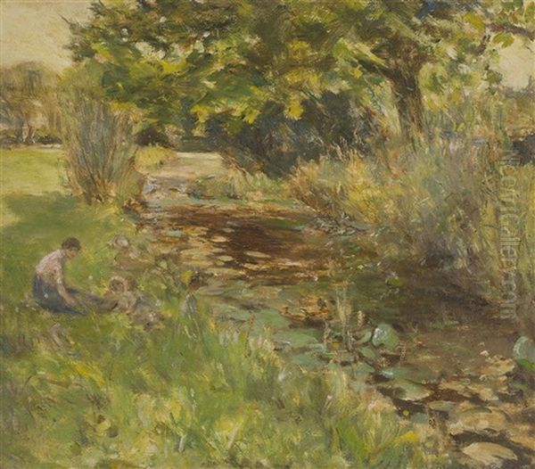 By The Stream Oil Painting by Alexander Roche