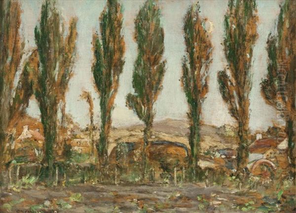 Poplars In Jersey Oil Painting by Alexander Roche