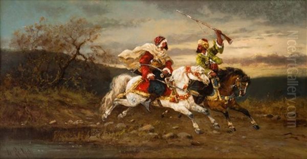 Cavalier Arabes Oil Painting by Armand la Roche