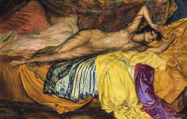 Reclining Model Oil Painting by Georges Antoine Rochegrosse