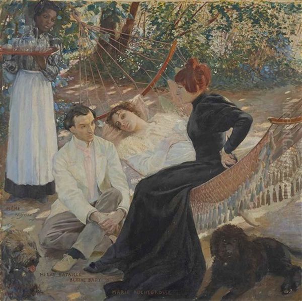 Le Hamac Or Un Apres-midi A Barbizon Oil Painting by Georges Antoine Rochegrosse