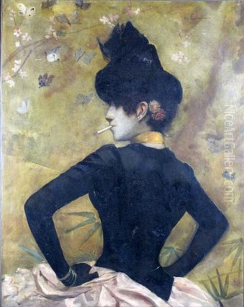 Elegante Au Corsage Noir Oil Painting by Georges Antoine Rochegrosse