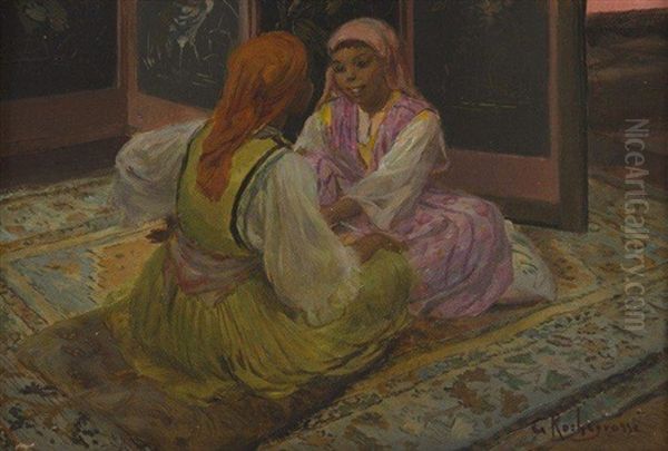 Deux Femmes Orientales Oil Painting by Georges Antoine Rochegrosse