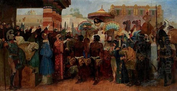 L'arrivee De La Reine De Saba Oil Painting by Georges Antoine Rochegrosse