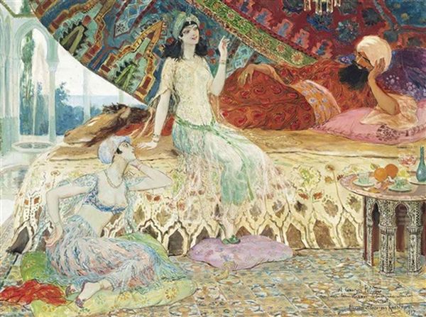 Storytelling In The Harem Oil Painting by Georges Antoine Rochegrosse