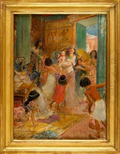 La Fille De Pharaon Presente Moise Trouve Aux Jeunes Femmes De Sa Cour Oil Painting by Georges Antoine Rochegrosse