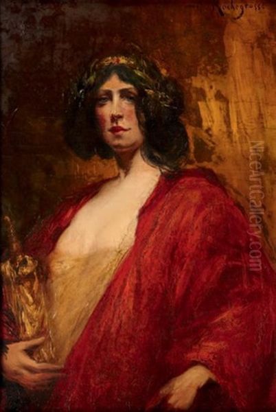 Femme Au Manteau Rouge Oil Painting by Georges Antoine Rochegrosse