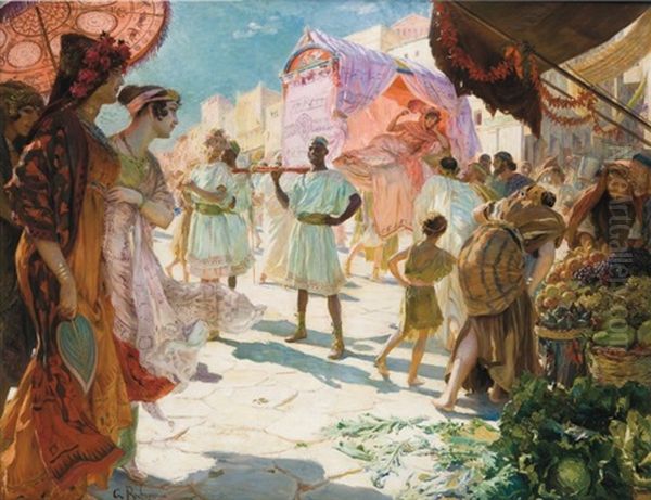 La Promenade De La Courtisane Oil Painting by Georges Antoine Rochegrosse