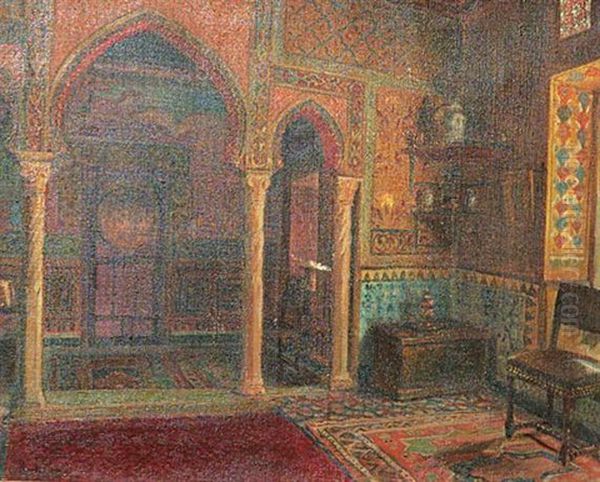 Vue D'un Interieur Oriental Oil Painting by Georges Antoine Rochegrosse