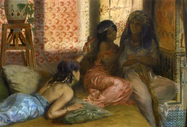 Jeunes Egyptiennes Dans Un Interieur Oil Painting by Georges Antoine Rochegrosse