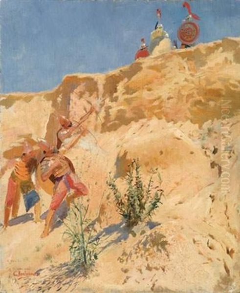 Combat Dans La Grece Antique Oil Painting by Georges Antoine Rochegrosse