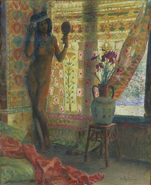 The Mirror (an Egyptian Beauty) Oil Painting by Georges Antoine Rochegrosse