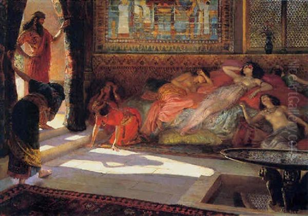 Nouvelle Arrivee Au Harem- Thebes, Xviii Dynastie Oil Painting by Georges Antoine Rochegrosse