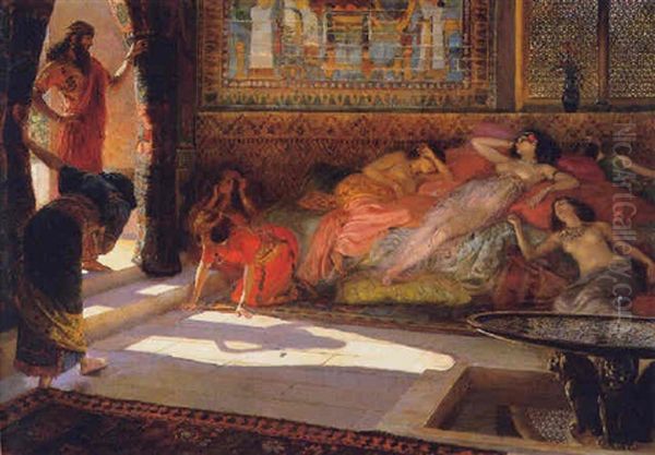 Nouvelle Arrivees Au Harem - Thebes, Xvii Dynastie Oil Painting by Georges Antoine Rochegrosse