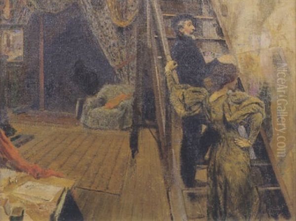 L'artiste Dans Son Atelier Oil Painting by Georges Antoine Rochegrosse