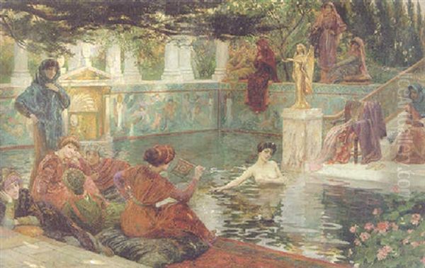 Le Bain De Theodora Oil Painting by Georges Antoine Rochegrosse