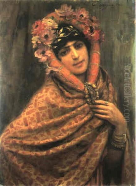 La Femme Aux Anemones Oil Painting by Georges Antoine Rochegrosse