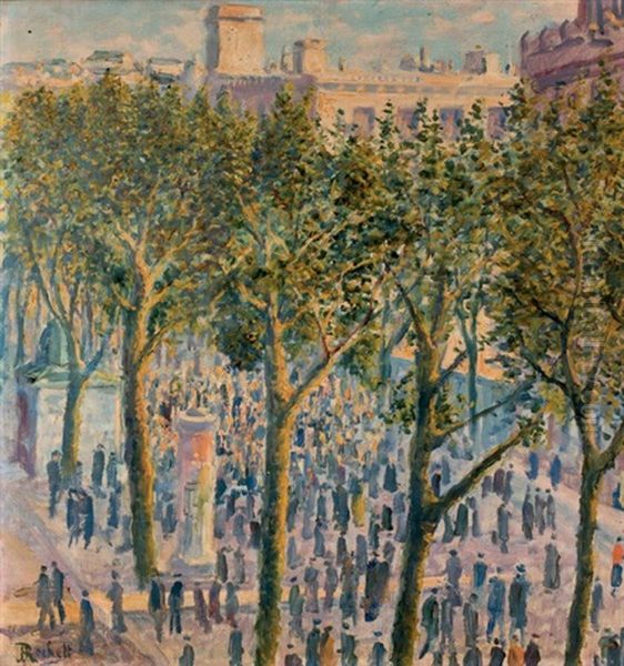 Las Ramblas Oil Painting by Juan Jose Rochelt Amann