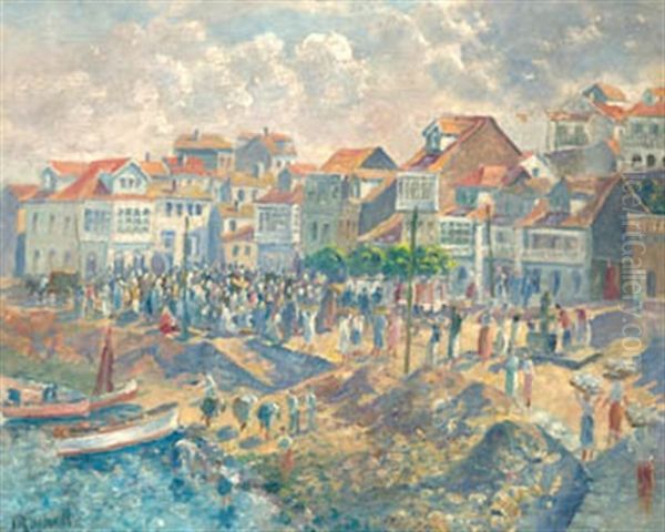 Mercado De Estriblea, Pontevedra Oil Painting by Juan Jose Rochelt Amann