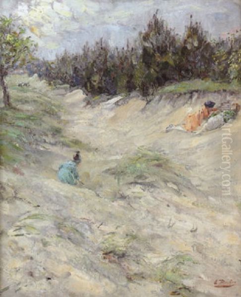 Le Repos Dans Les Dunes Oil Painting by Ernest Rocher