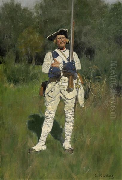 Osterreichischer Grenadier, Wache Haltend Oil Painting by Carl Roechling