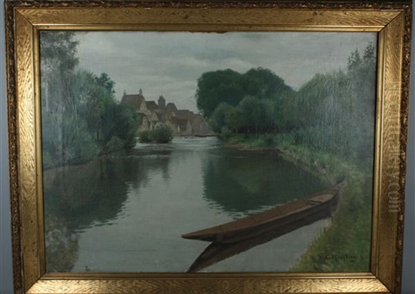 Besigheim Bei Heilbronn, Fluss Ens Oil Painting by Carl Roechling