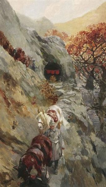 Kavallerie Im Gebirge Oil Painting by Theodor Rocholl