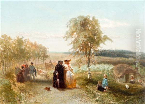 Galant Gezelschap Op Zomerse Heide Oil Painting by Charles Rochussen