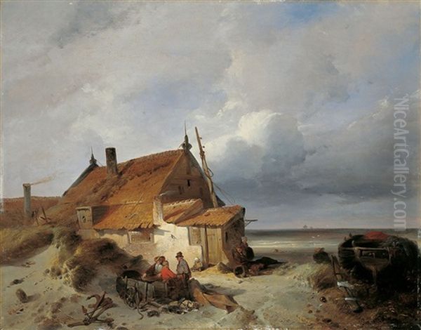 Fischerkate An Der Kuste Oil Painting by Charles Rochussen