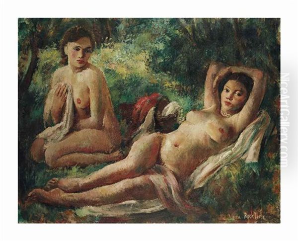 Le Dejeuner Sur L'herbe Des Deux Amies Oil Painting by Vera Rockline