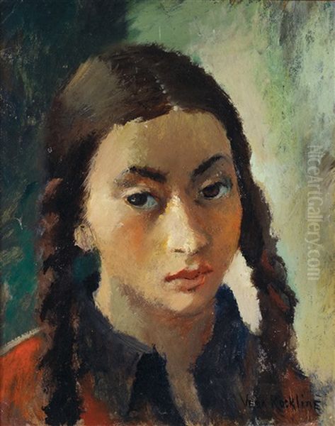 Portrait De Jeune Fille Oil Painting by Vera Rockline