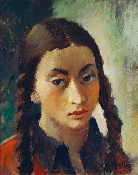 Portrait De Jeune Fille Oil Painting by Vera Rockline