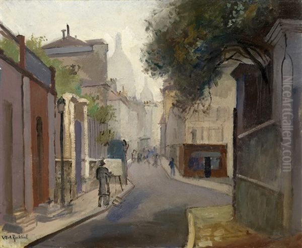 Parisian Street Scene Oil Painting by Vera Rockline