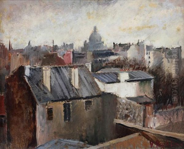 Vue De Paris Oil Painting by Vera Rockline