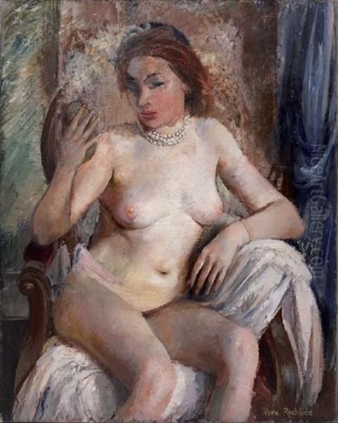 Femme Nue Tenant Un Miroir Oil Painting by Vera Rockline