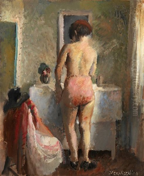 By The Mirror Oil Painting by Vera Rockline