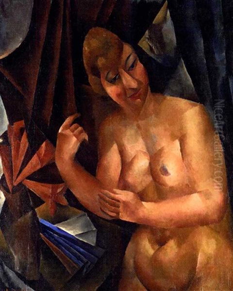 Female Nude In Interior Oil Painting by Vera Rockline