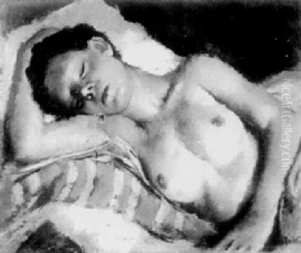 Femme Torse Nu, Assoupie Sur Un Lit by Vera Rockline