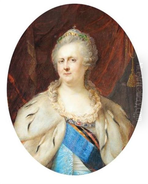 Portrait Of Catherine The Great (after Johann Baptist Lampi) Oil Painting by Alois Gustav Rockstuhl